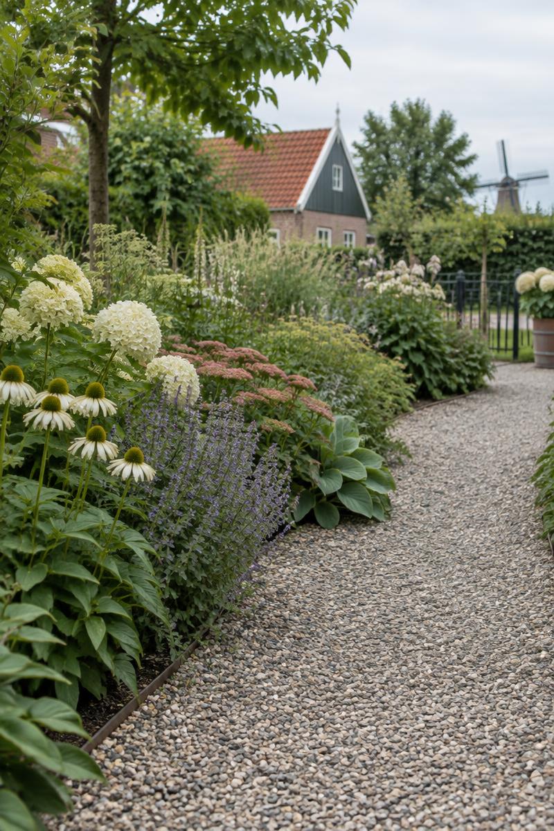 Tuinpad van split langs een border